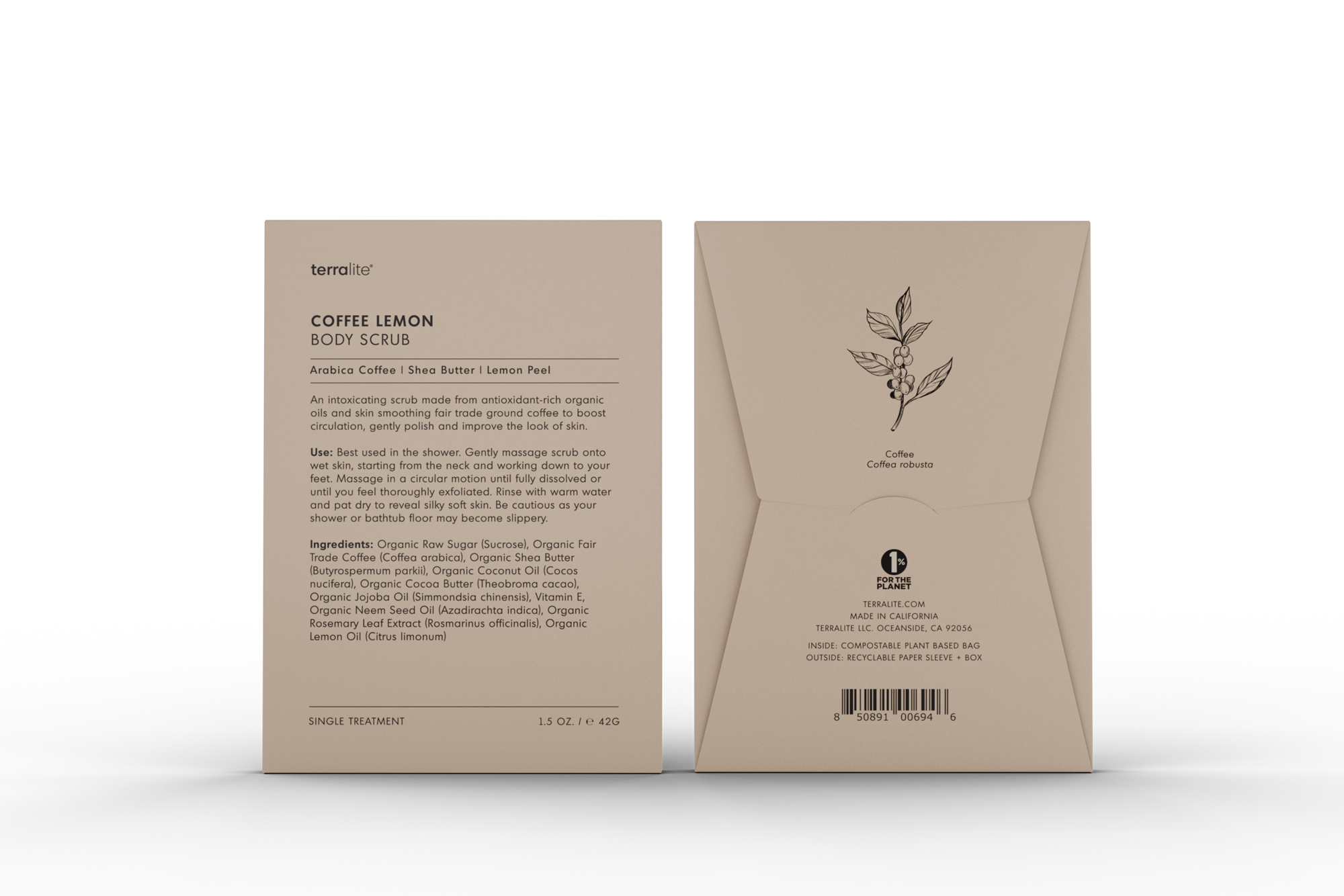 Coffee Lemon Body Scrub Organic - Single Treatment