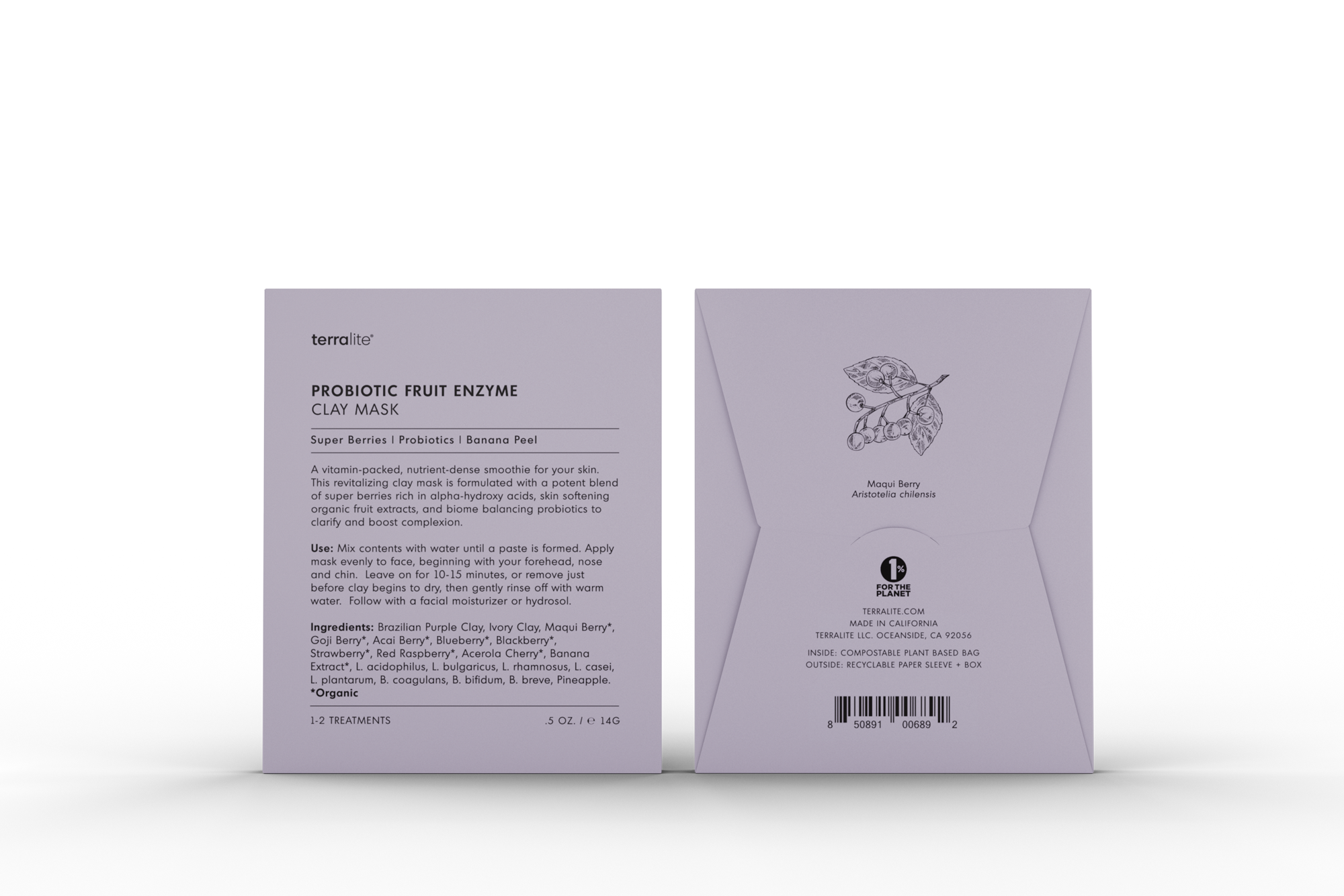 Probiotic Fruit Enzyme Clay Mask Organic - Single Treatment