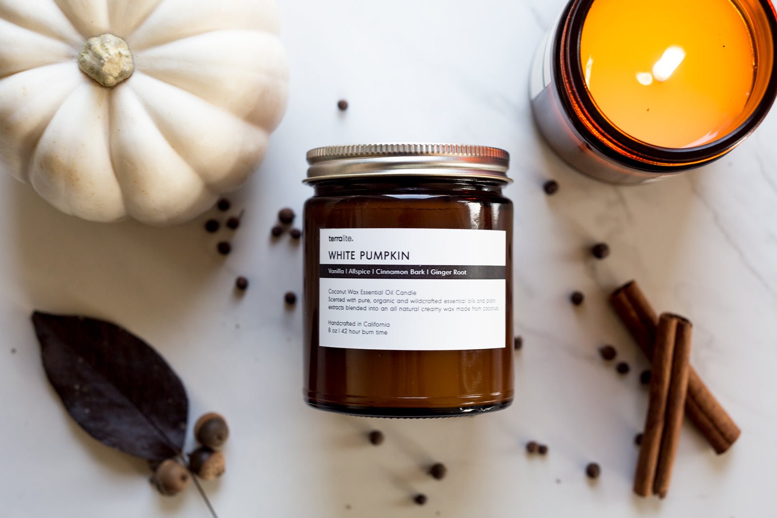 White Pumpkin Spice Fall Essential Oil Candle - 8 oz.